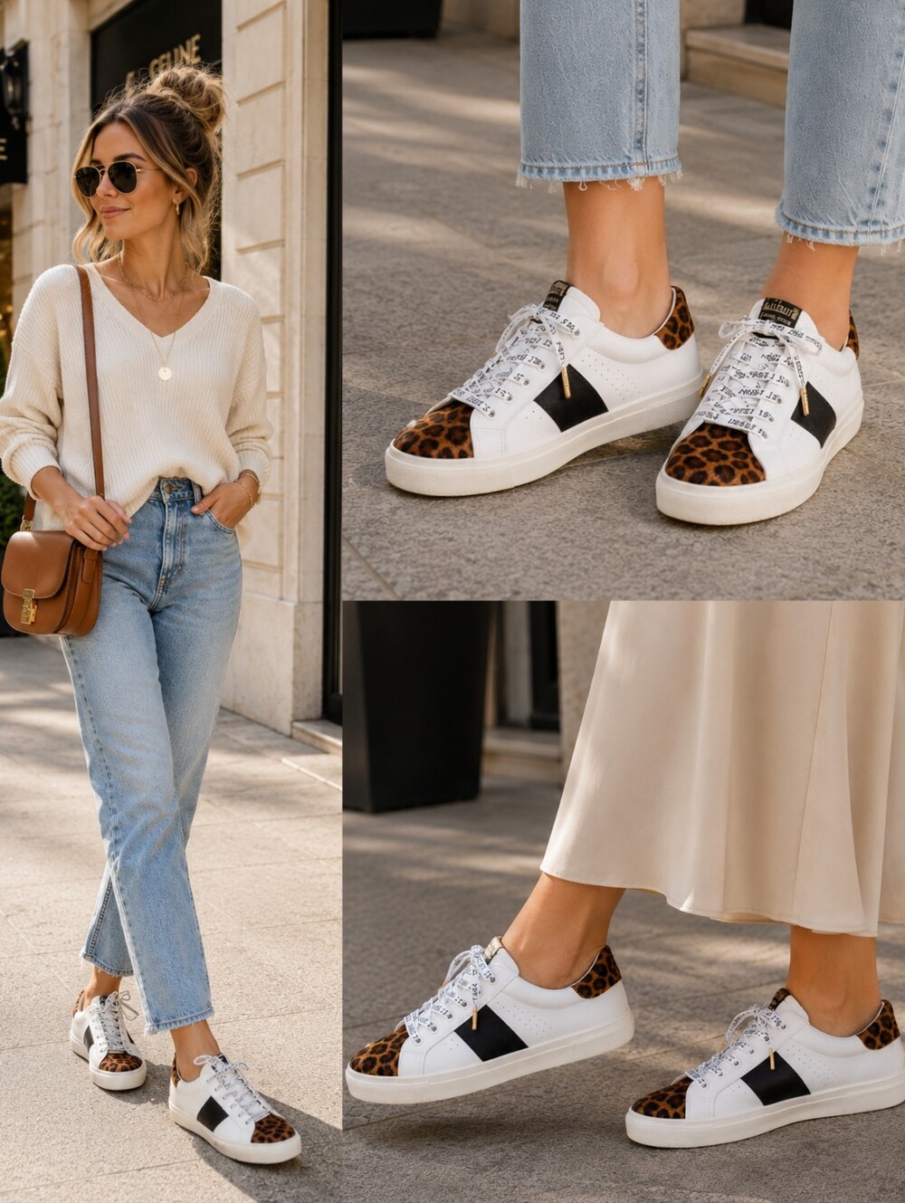 Vintage Havana Dina Leopard Calf Hair Sneakers US 11 Casual Chic Boutique Luxe